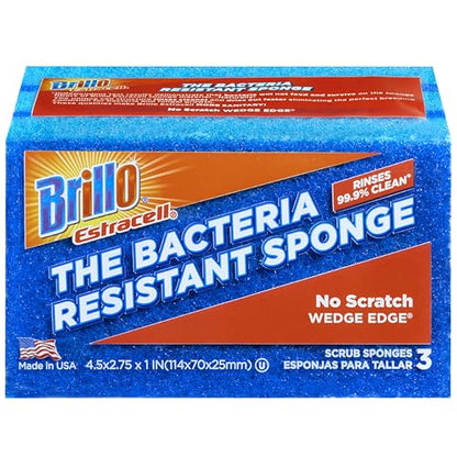 Brillo Estracell No Scratch Scrub Sponge with Wedge Edge, 3-Count