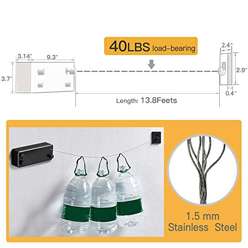 BESy Retractable Double Clothesline Laundry Indoor Washing Clothes Line - size: Double Rope, style: Black