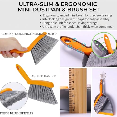 Mini Broom and Dustpan Set - Small Broom and Dustpan Set for Home, Camping Broom, Whisk Brooms Small(Gray Orange) - color: Gray Orange