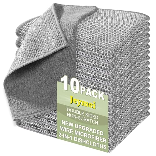 Non Scratch Wire Dishcloth, Metal Cleaning Cloths for Kitchen Dishes Rag - color: 10pcs Grey