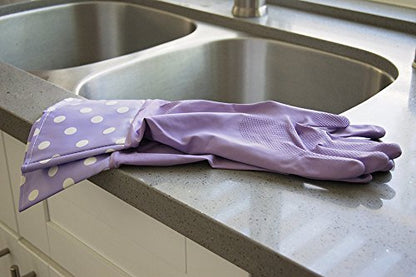 Glam Gloves Diswasher's Thick Latex Gloves for Kitchen & Home, Long Sleeves, One Size Fits All, 1 Pair, Yellow