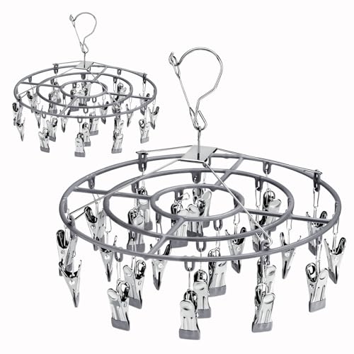 sock hanger for drying bra rack underwear panty hanging dryer baby herb wet - color: Gray (24 Clips) (2pcs)