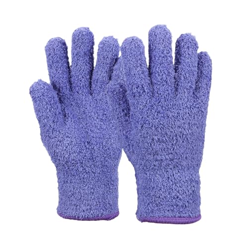 uxcell Microfiber Gloves, Reusable Washable Plant Dusting Gloves Cleaning Mittens for Auto Plants Household - color: Purple