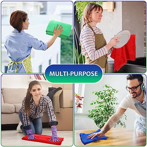 Newwiee 3 Pcs Extra Large Microfiber Cleaning Cloth - color: Red, Blue, Green