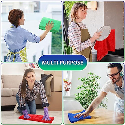 Newwiee 3 Pcs Extra Large Microfiber Cleaning Cloth - color: Red, Blue, Green