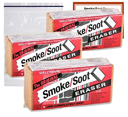 Absorene Smoke Soot Eraser Sponge 3 Pack with Storage Bag and Instruction Card