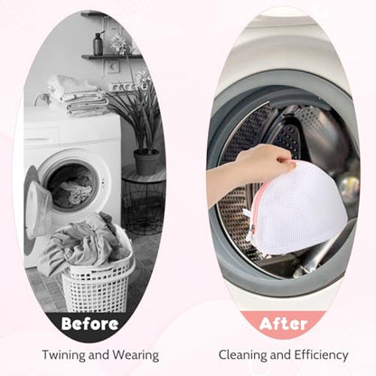 3Pcs Bra Wash Bags, Large Bra Laundry Bags for Washing Machine, Underwear Brassiere Bag Set for Washing Machine With Zipper Women Delicates (A to D Cups)