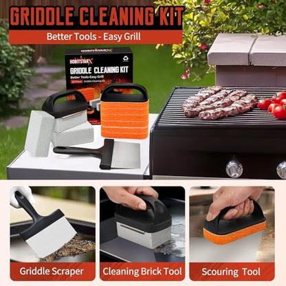 Griddle Cleaning Kit for Blackstone, Heavy-Duty Scraper & Ergonomic Handles - color: 12pcs Orange
