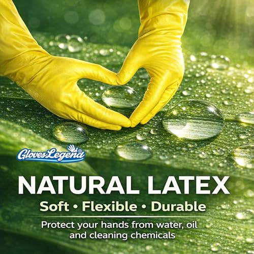 Yellow Household Kitchen Cleaning Dishwashing Reusable Gloves - Medium & Small - color: Yellow Latex - 6 Pairs