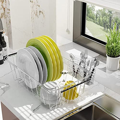 Sink Dish Drainer Rack, Expandable 304 Stainless Steel Drying Rack - color: Large Dish Drying Rack