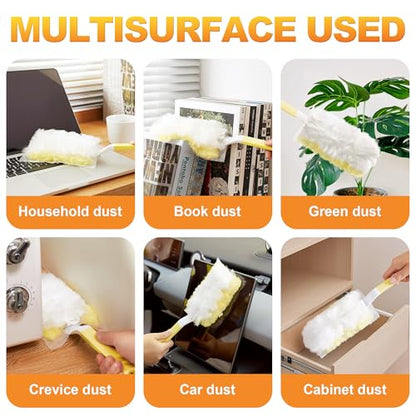 JOYMOOP Disposable Electrostatic Duster for Cleaning, with 2 Handles & 48 Ct Yellow Heavy Duty Refills for Swiffer Feather Duster, Household Cleaning Tool for Electronics, Dusting Furniture, Blinds - color: Yellow[handle]*2+yellow[refills]*48