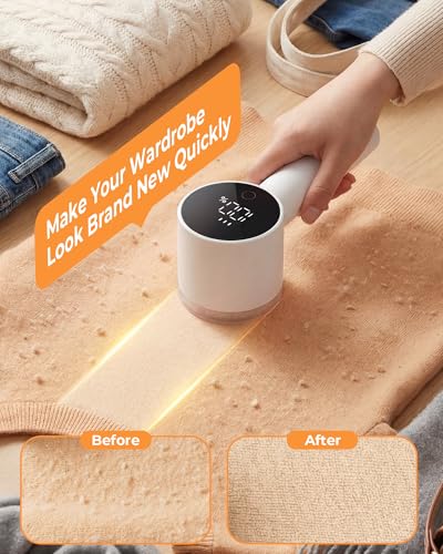 Fabric Shaver, 2 in 1 Rechargeable Sweater Shaver with Lint Roller, Magnetic Cap, Digital Display, 2 Extra Blades, Defuzzer for Clothing Furniture Couch - color: Iovry
