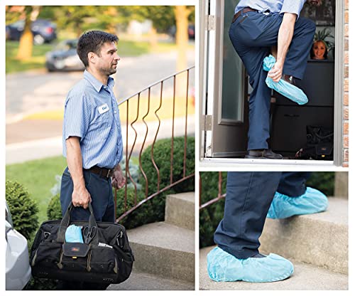 G & F Products Disposable Shoe Covers, Slip-Resistant Booties, Heavy-Duty, Waterproof, Elastic Band, Non-Slip Silicone Sole, Reusable, Protects Floors, Blue, 11 Us Men & 13 Us Women, X-L 100 Pieces - size: X-Large 100 Pack