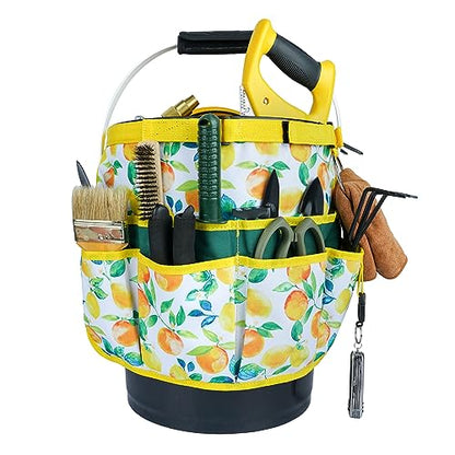 MELOTOUGH Bucket Caddy Organizer Bucket Tool Organizer for Garden Tools Fit 3.5 to 5 Gallon Bucket (Yellow Flower) - color: Yellow Flower