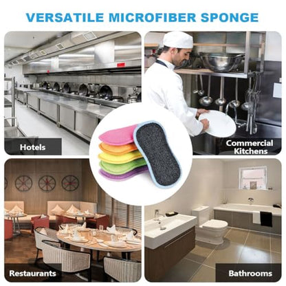HOMEXCEL Dish Sponge 12 Pack, Microfiber Kitchen Sponges for Cleaning - color: Multicolor