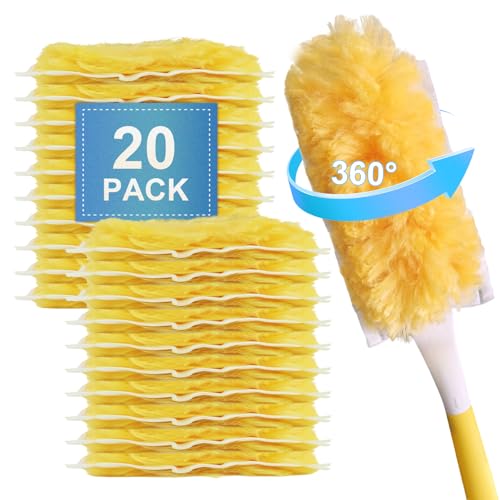 20 Pack Heavy Duty Duster Refills for Swiffer, Multi-Surface 360° Disposable Dusters Kit for Cleaning Dusting Electronics Furniture Blind Ceiling Fan (Handle is Not Included) - size: 20