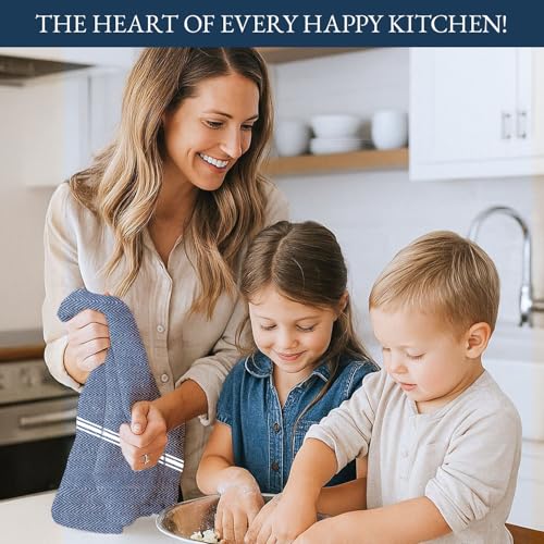 LANE LINEN Absorbent Kitchen Towels 100% Cotton Lint-Free 12 Pack - color: 07: Indigo, size: 12 Pack