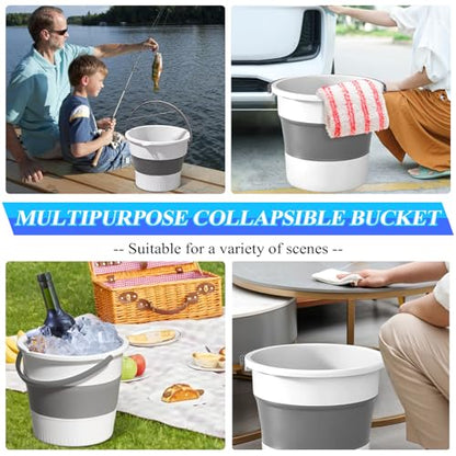 Collapsible Bucket 1.3 Gallon/5L Small Capacity Foldable Cleaning Buckets - color: Small White