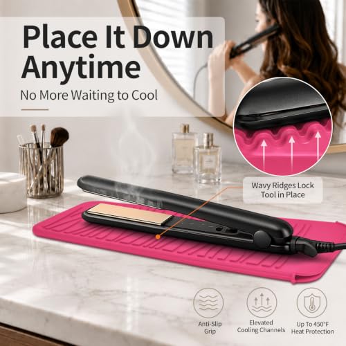 Silicone Heat Resistant Travel Mat Pouch for Hair Styling Tools (Hot Pink, 1 Pack) - color: Hotpink, size: 1 Pack