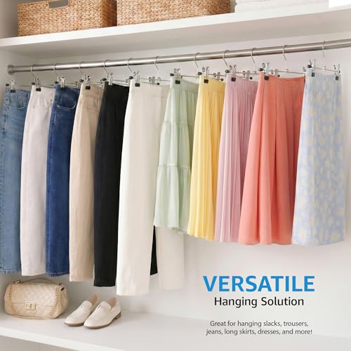 ZOBER Metal Pants Hangers with Clips, Skirt Clothes Hangers, 20 Pack