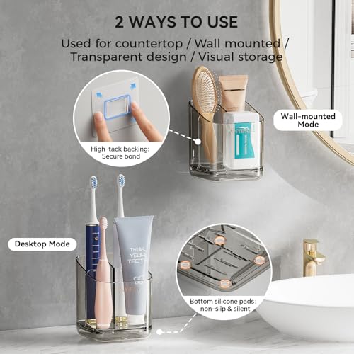 3 Slots Detachable Toothbrush Holders Wall Mounted for Bathrooms - color: Grey*2