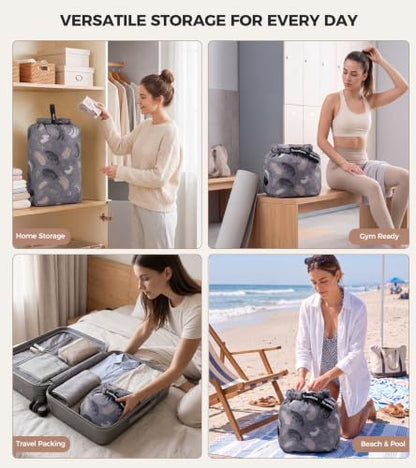 Travel Laundry Bag, Pump-Free Compression for Dirty Clothes - color: Abstract Gray, size: 23" L × 17" W × 6.5" H