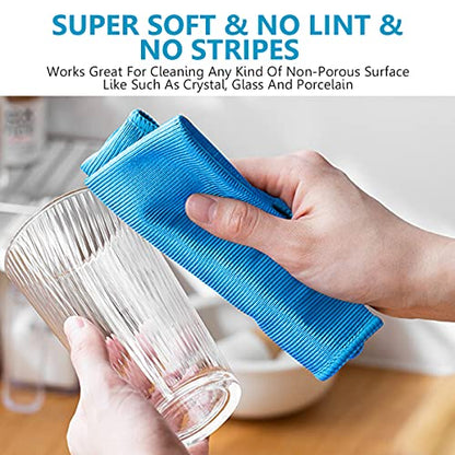 12 Pcs Microfiber Glass and Window Cleaning Cloths,12" x 12" Lint Free Streakless Buff Polishing Cloth,Quickly Clean Windows, Windshields, Mirrors, and Shower Glass Doors,Washable and Reusable - color: Blue Glass Cloths-12pcs