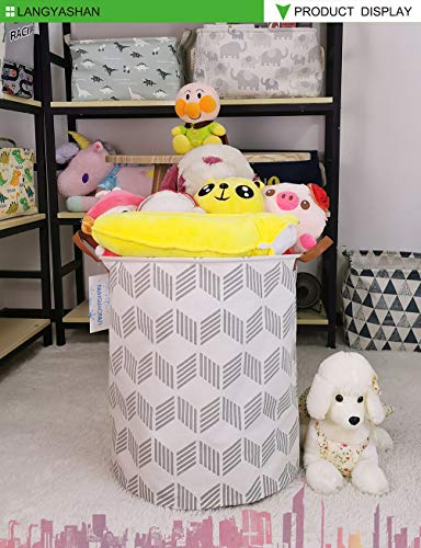 Round Laundry Basket Collapsible Storage Hamper Organizer Gery Wave - color: Gery wave
