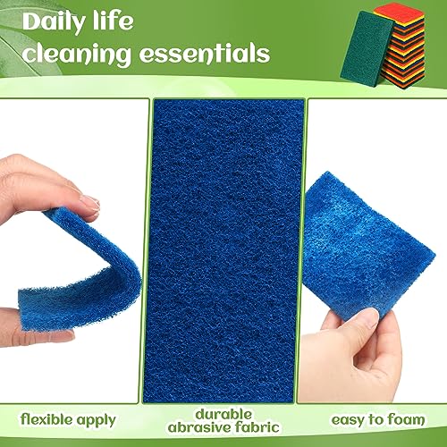 Hoolerry 100 Pcs Heavy Duty Scouring Pads Bulk for Kitchen Dish, Multicolor - color: Multicolor