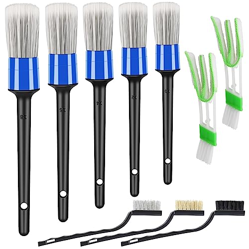 HMPLL 10pcs Car Detailing Kit, Premium Detailing Brush Set - color: Blue and White