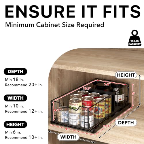 Simple Houseware Pull-Out Cabinet Sliding Basket, 17.2Dx9.7Wx5H, Black - color: Black