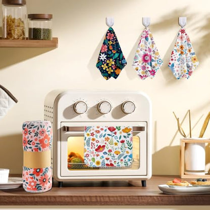 IANFEPH 36 Pack Reusable Paper Towels Roll, Washable Paperless Cotton Cloth Kitchen Towel 9.8" x 11" Absorbent Flannel Reusable Cleaning Dishcloth for Home Bathroom - color: Floral