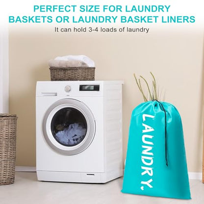 2 Pack Travel Laundry Bag,24" x 36", Extra Large Dirty Clothes Organizer - color: Blue+Red, size: 24"x36"