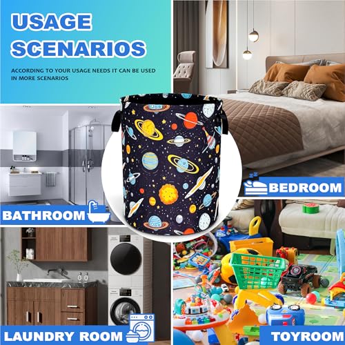 Galaxy Planet Universe Laundry Basket Foldable Oxford Cloth 18.9x16.5 Inch - color: Galaxy Planet
