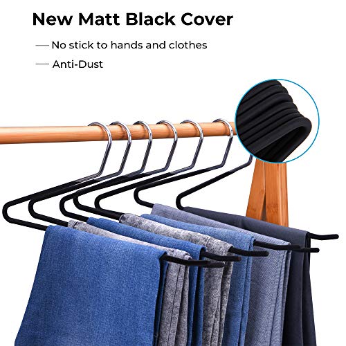 JS Hanger Non Slip Pants Hangers 30 Pack Open Ended Easy Slid Slacks Hangers, Durable Anti-Rust Space Saving Metal Jeans Hangers, Chrome and Black Friction - style: 30pack