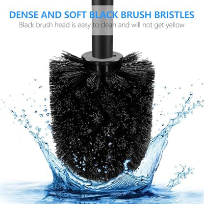 SetSail Toilet Brush, Compact Size Toilet Bowl Brush and Holder Toilet Brushes for Bathroom with Stainless Steel Handle Toilet Cleaner Brush with Durable Scrubbing Bristles, Splash-Proof - color: Black, size: 1 pack