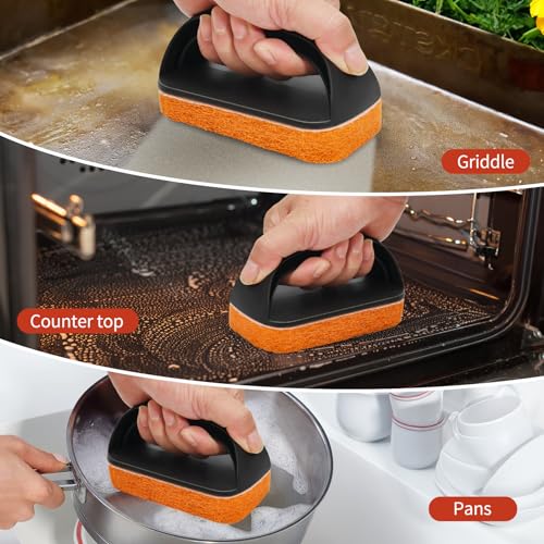 Griddle Cleaning Kit for Blackstone, Heavy-Duty Scraper & Ergonomic Handles - color: 8pcs Orange