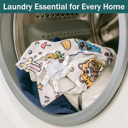 Bed Sheet Detangler with 6-Clip, WAD Preventer Stop Bed Sheets/Duvet Covers/Blankets from Tangling, Twisting & Balling Up in Dryer Washer and Dryer, 4 Pcs(White) - color: White