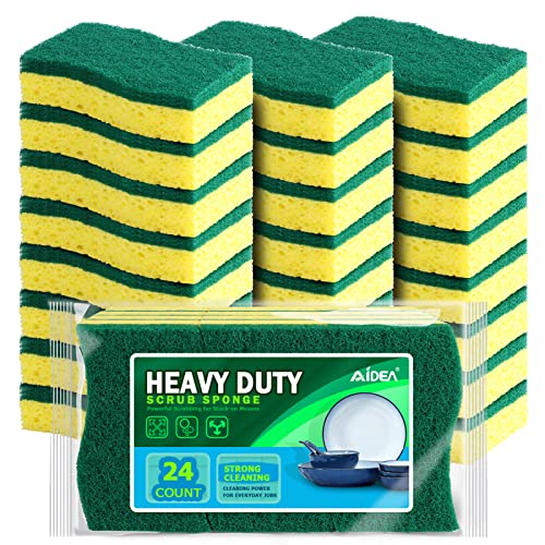 AIDEA Sponges Kitchen, Heavy Duty Scrub Sponge-24Count, Sponges for Dishes - color: Green