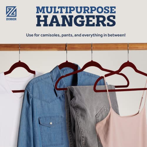 Zober Burgundy Velvet Hangers 50 Pack, Slim Non Slip Clothes Hangers - color: Burgundy, size: 50 Pack
