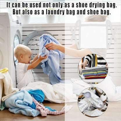 Shoe Dryer Bag Sneaker Wash & Dry Net Bag for Dryer Laundry, Sneaker Laundry HoneyComber Mesh Bags with Zipper and Strap for Shoes Washing Mesh Net for Most Dryers Door 15.7" Large