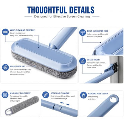 2026 New Window Screen Cleaning Brush, 4-in-1 Multi-Functional Cleaning Tool, Screen Cleaning Brush, Mesh Screen Cleaner, Gentle for Cleaning Dust and Hair