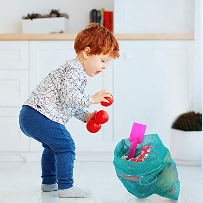 Frienda 6 Pieces Mesh Stuff Sack, 11 x 15 Inch Durable Nylon Drawstring Laundry Bag for Rinsing Beach Toys, Seashell Collecting, Mesh Bags and Travel(Turquoise) - color: Turquoise