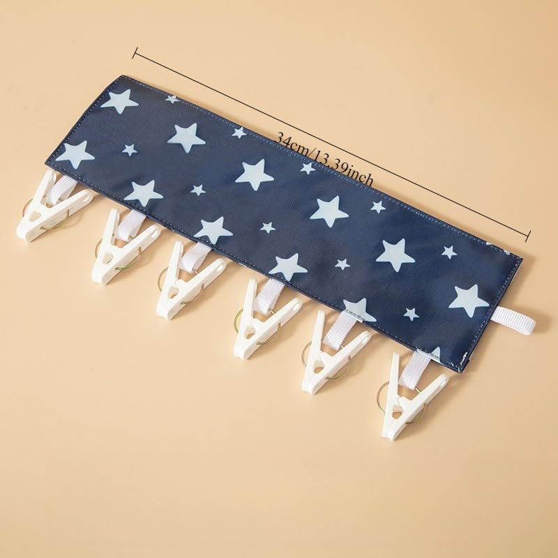 1pc Star Print Foldable Hanger Fabric Clothes Hanging Dry Racks - color: Dark Blue