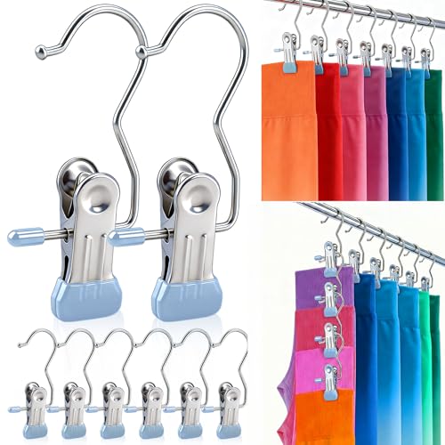 30 Pack Pants Hangers with Clip，Legging Organizer and Jean & Shorts Hangers - color: Light Blue