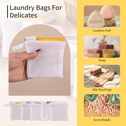 5pcs Laundry Pod Anti-Sticking Bags,Scent Beads Laundry Pouch,Small Mesh Laundry Bags，Durable Polyester Protection Bag For Scent Beads and Detergent Pods