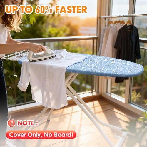 Ironing Board Cover and Pad, 15x54 Standard Size, Scorch Resistant - color: Sky Blue, size: 15" x 54"