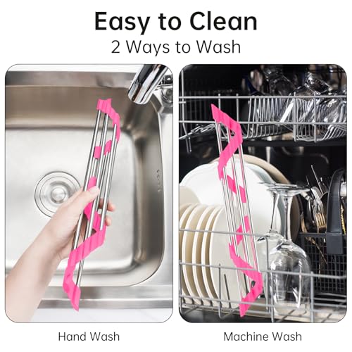 Tomorotec Triangle Roll Up Dish Drying Rack 304 Stainless Steel Rose - color: Rose