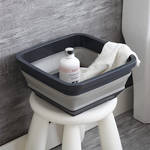 Goderewild Collapsible Dish Basin, 9L (2.4 Gal) Foldable Sink Tub, Black - color: Black