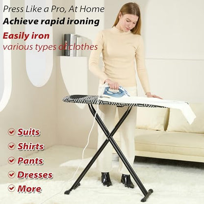 Ironing Board 43''x13'', 7 Adjustable Heights, Compact Design Saves Space - size: 43"L x 13"W